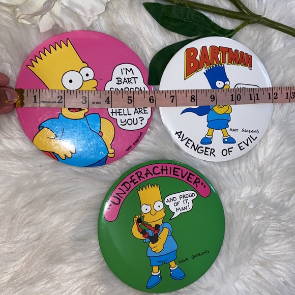 Vintage Bart Simpsons (The Simpsons) Buttons/Pins/Pinbacks - 1989 Set of 3 - Picture 9 of 12